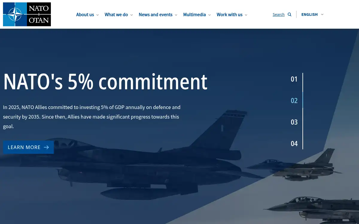Final screenshot of https://www.nato.int