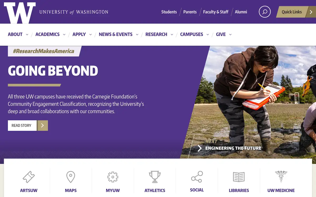 www.washington.edu screenshot