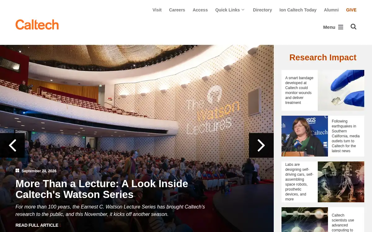www.caltech.edu screenshot