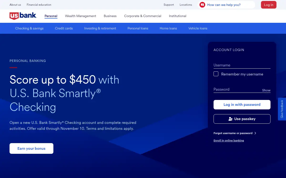 www.usbank.com screenshot