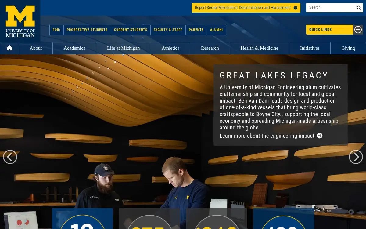 www.umich.edu screenshot
