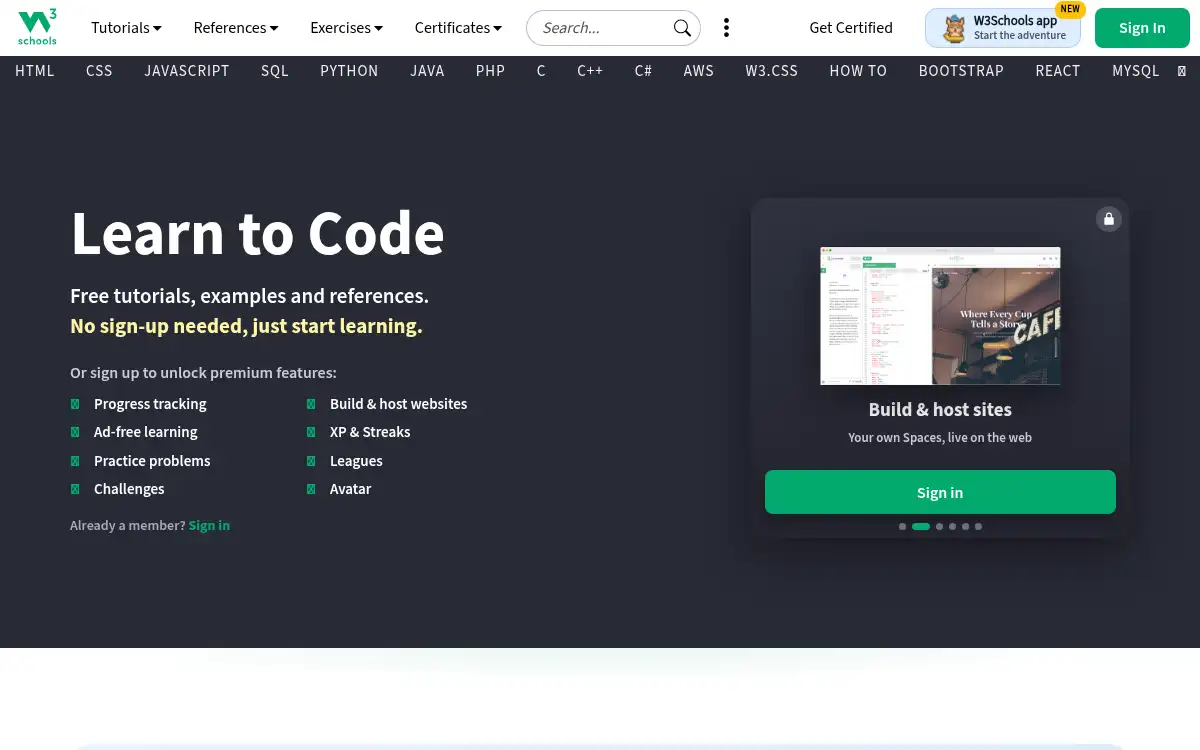 www.w3schools.com screenshot