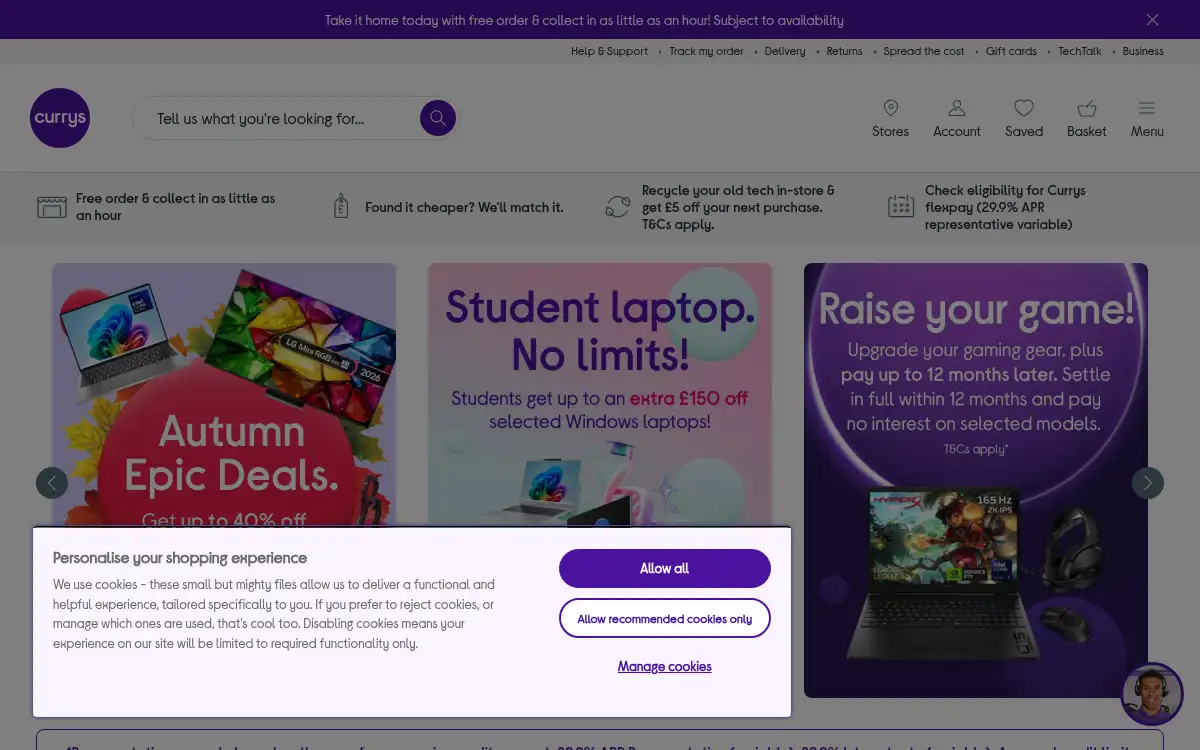 currys.co.uk screenshot