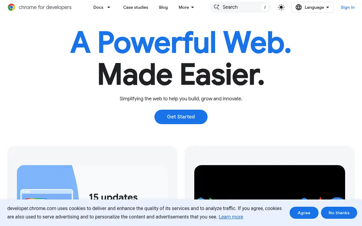 developer.chrome.com screenshot