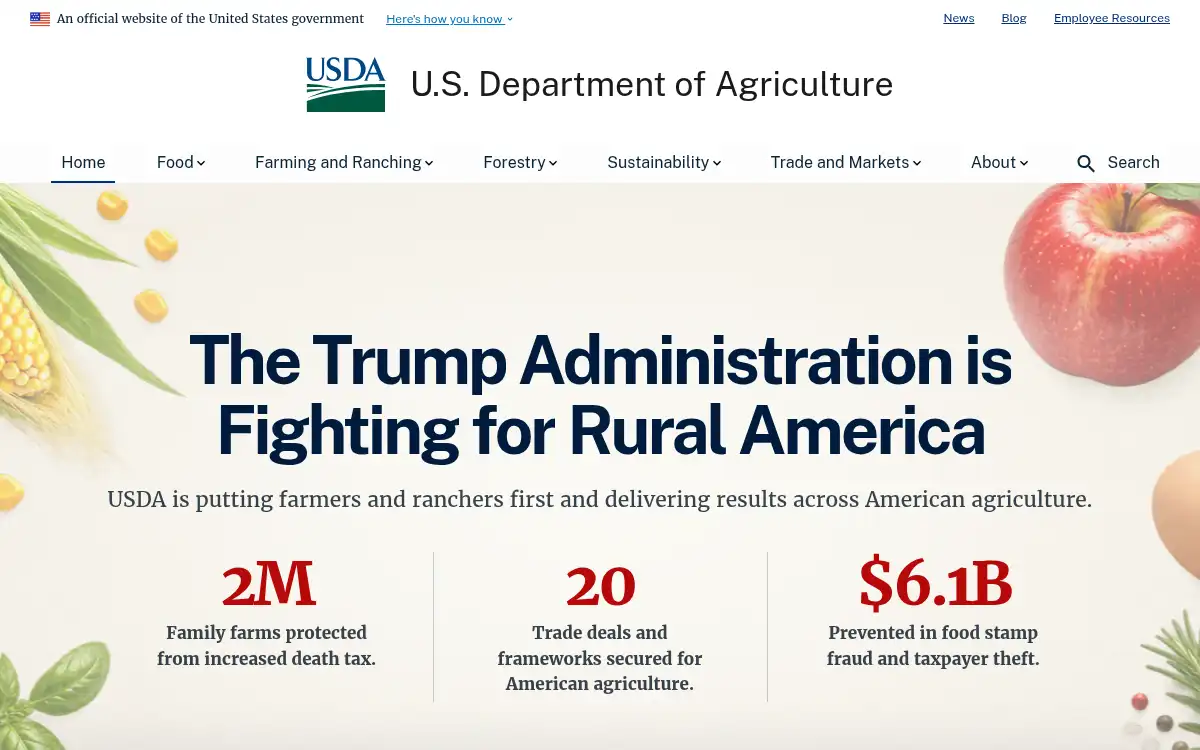 www.usda.gov screenshot