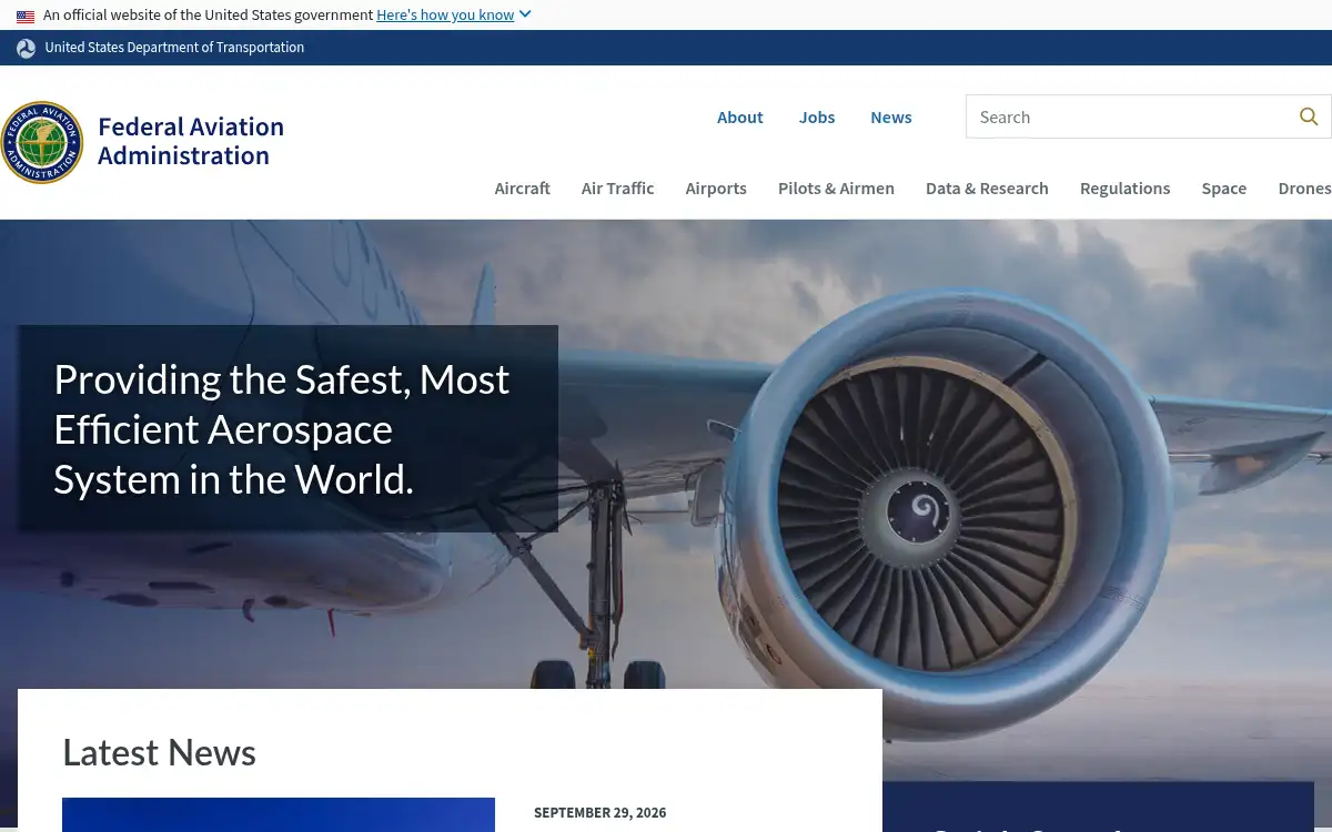 www.faa.gov screenshot