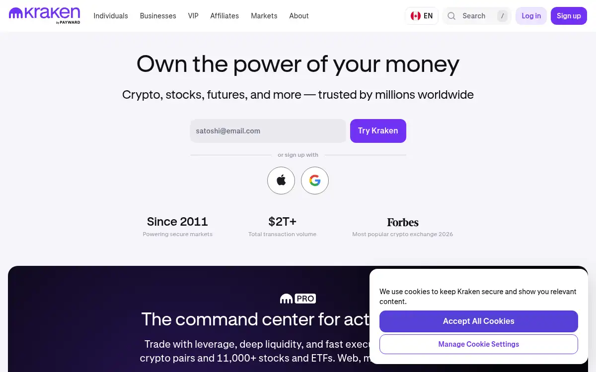 www.kraken.com screenshot