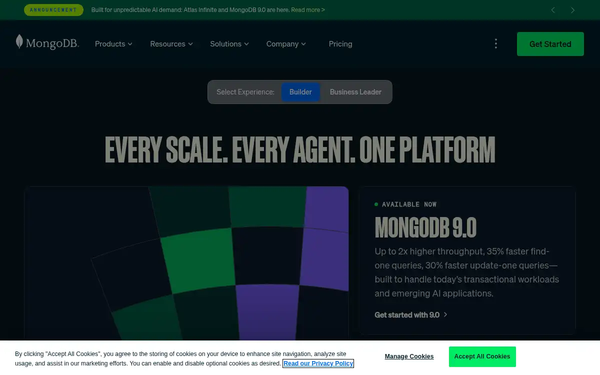 www.mongodb.com screenshot