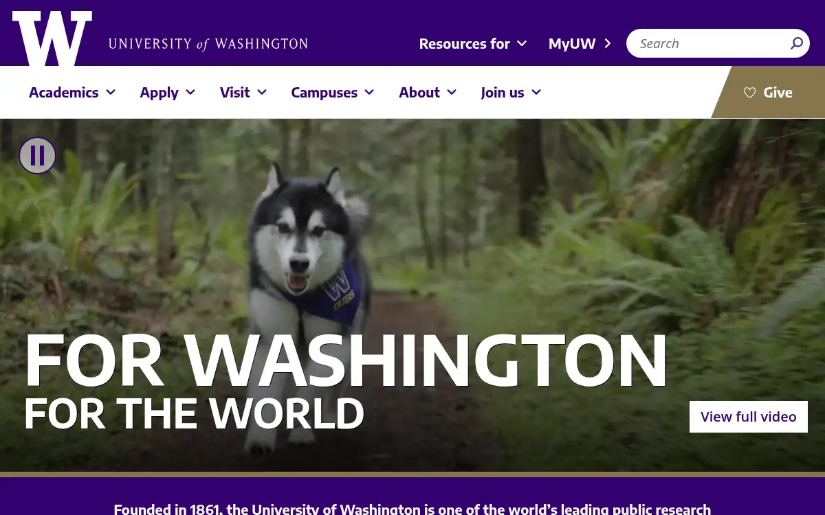 Final screenshot of https://www.washington.edu